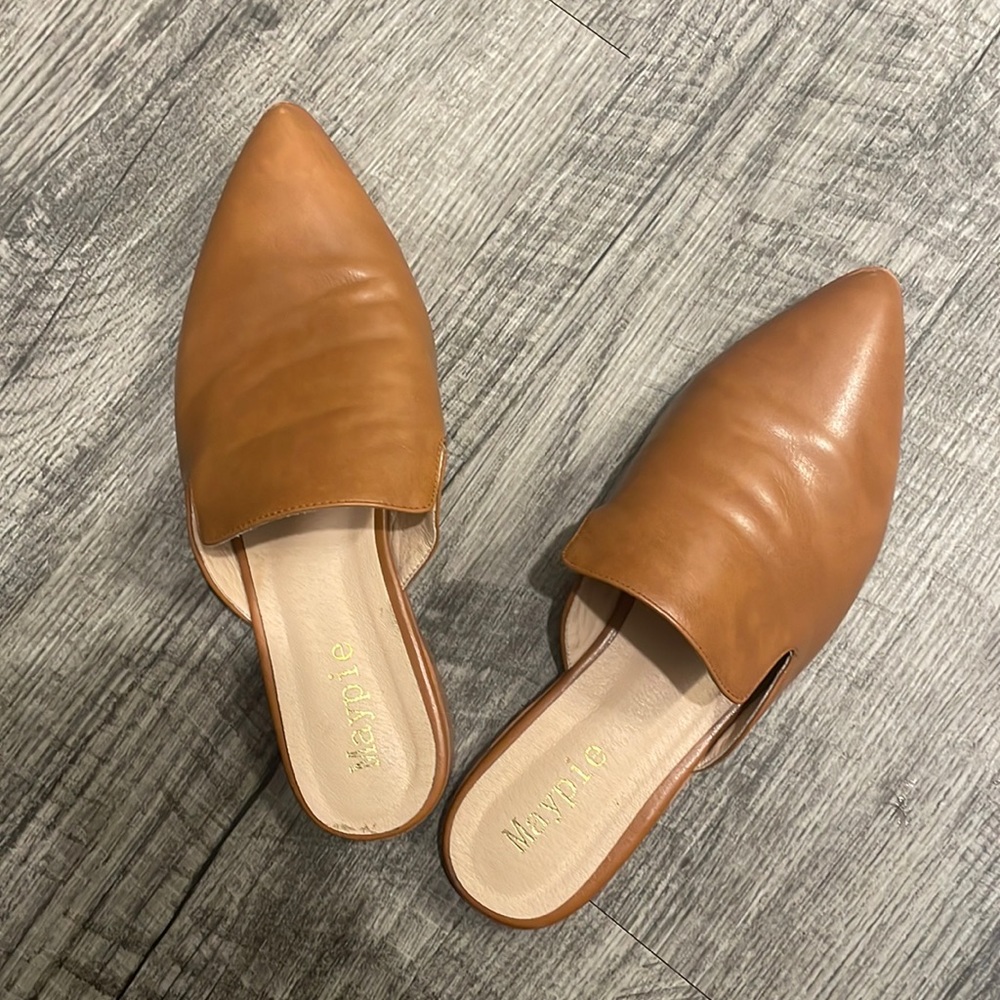 Brown slip ons